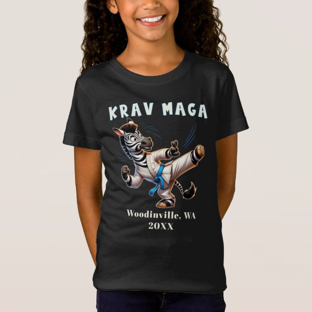 Anpassningsbar Kraga Maga Martial Arts-platsdatum  T Shirt (Framsida)