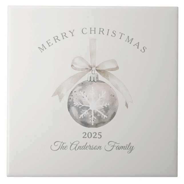 Anpassningsbar kräm, ornament julklapp kakelplatta (Framsidan)