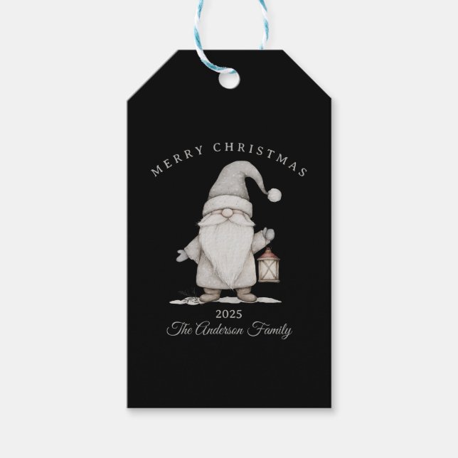 Anpassningsbar kräm, vit julklapp presentetikett (Framsidan)