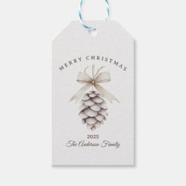 Anpassningsbar kräm vit pinecon Juli Presentetikett