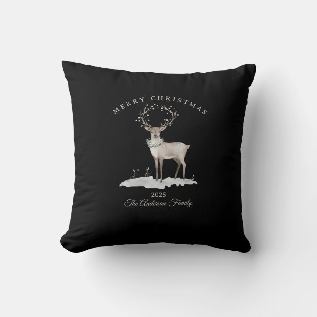 Anpassningsbar krämvit renskjul julklapp kudde (Framsida)