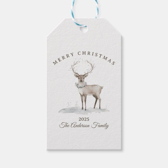Anpassningsbar krämvit renskjul julklapp presentetikett (Framsidan)