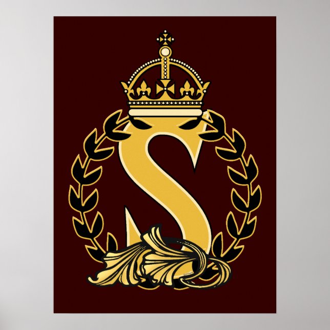 Anpassningsbar Krona Monogram - S Poster (Framsidan)