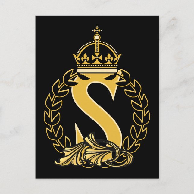 Anpassningsbar Krona Monogram - S Vykort (Framsida)
