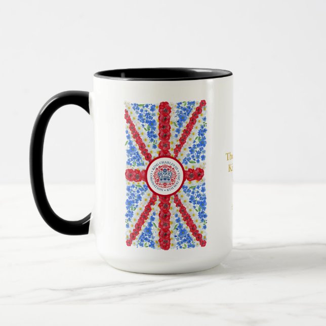 Anpassningsbar Kung Charles III Coronation Blommig Kaffemugg (Vänster)