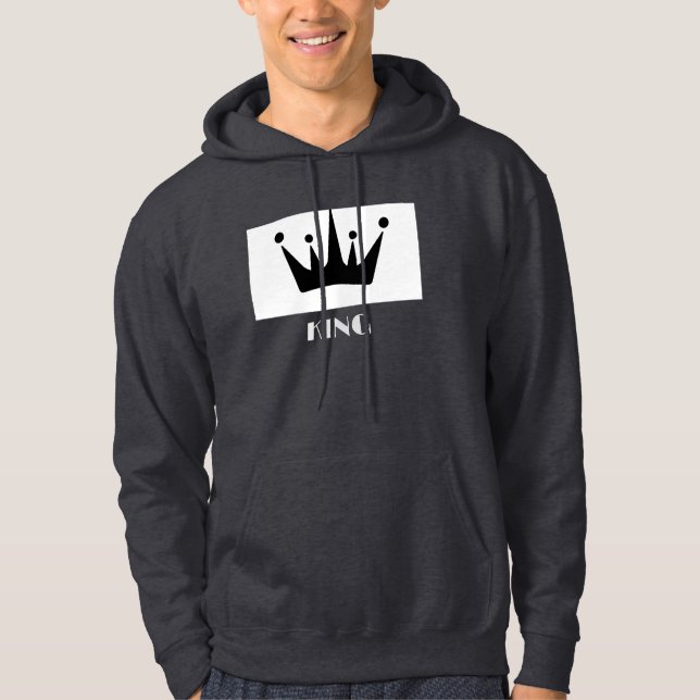 Anpassningsbar Kung Text Krona Image Hoodie Mörk G (Framsida)