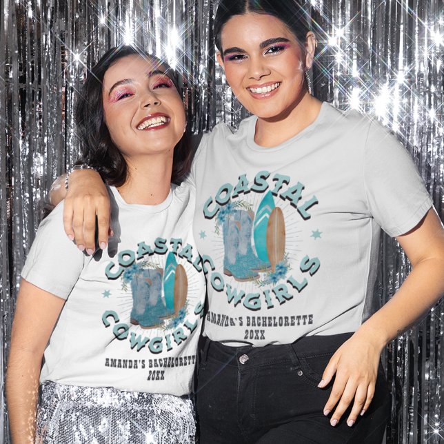 Anpassningsbar Kustflickor Bachelorette Helg T Shirt (Custom Coastal Cowgirls Bachelorette Weekend T-Shirt
)