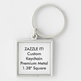 Anpassningsbar kvadrerar den tomma metallKeychain Fyrkantig Silverfärgad Nyckelring