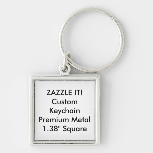 Anpassningsbar kvadrerar den tomma metallKeychain Fyrkantig Silverfärgad Nyckelring (Framsidan)