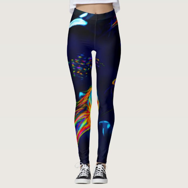 anpassningsbar Kvinnors ben "orca play ground" Leggings (Framsida)