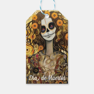 Anpassningsbar 💀 La Calavera Catrina med blommor Presentetikett