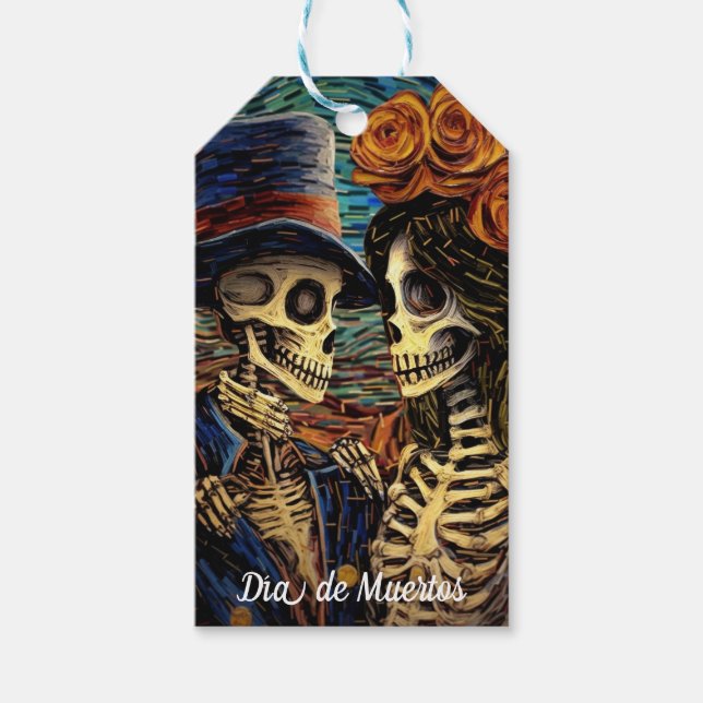 Anpassningsbar 💀 La Calavera Catrina med blommor Presentetikett (Framsidan)