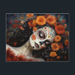 Anpassningsbar 💀 La Calavera Catrina med ro Vykort<br><div class="desc">🌼 Inledning av ett vykort för Surreal Día de Muertos: La Calavera Catrina 🌼 Embark på en resa genom tid och konst med vårt fängslande vykort som sömlöst blandar den ikoniska La Calavera Catrina med den vackra stil av berömd målare G.K. 🌟 firar Día de Muertos djup samtidigt som man...</div>