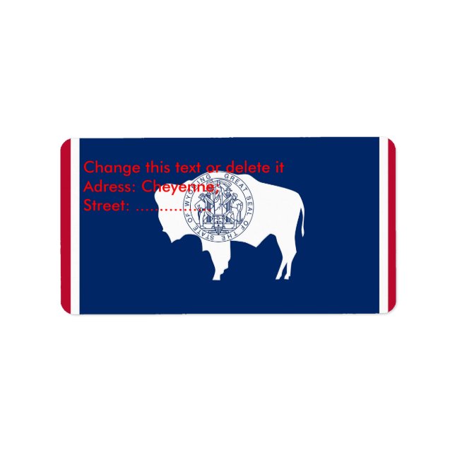 Anpassningsbar Label med Flagga av Wyoming, USA Adressetikett (Framsidan)