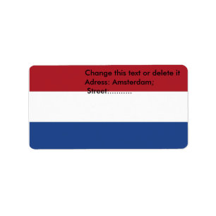 Anpassningsbar Label med Flagga Nederländerna Adressetikett