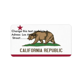 Anpassningsbar Label with Flagga of California, US Adressetikett