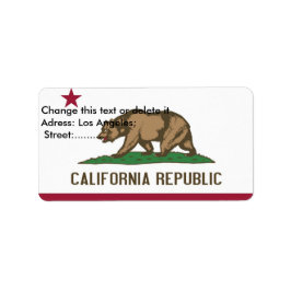 Anpassningsbar Label with Flagga of California, US Adressetikett