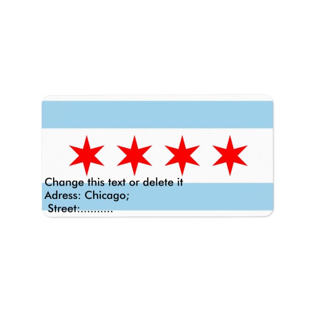 Anpassningsbar Label with Flagga of Chicago, USA Adressetikett (Framsidan)