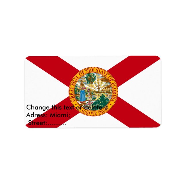 Anpassningsbar Label with Flagga of Florida, USA Adressetikett (Framsidan)