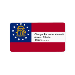 Anpassningsbar Label with Flagga of Georgia, USA Adressetikett