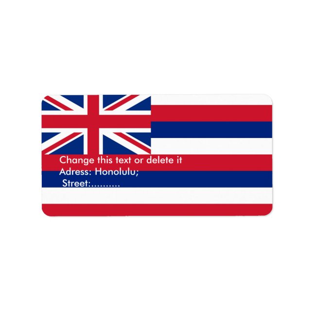Anpassningsbar Label with Flagga of Hawaii, USA Adressetikett (Framsidan)