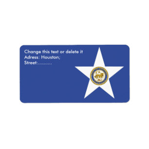 Anpassningsbar Label with Flagga of Houston, USA Adressetikett