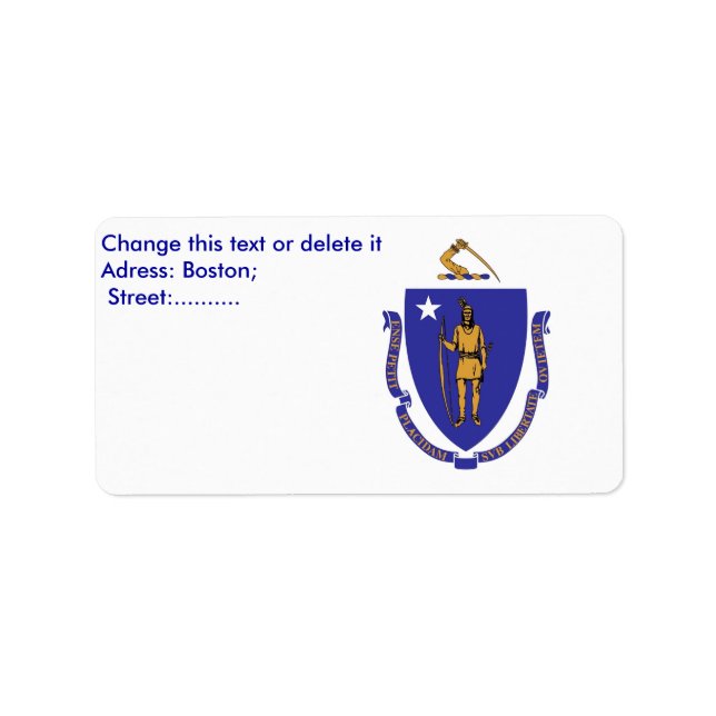 Anpassningsbar Label with Flagga of Massachusetts, Adressetikett (Framsidan)