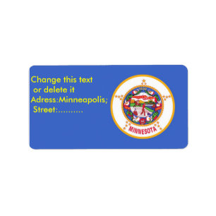 Anpassningsbar Label with Flagga of Minnesota, USA Adressetikett