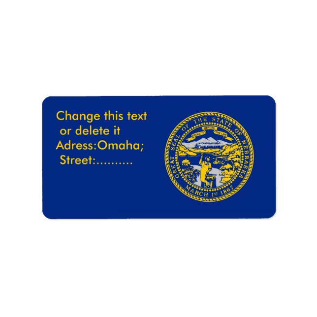 Anpassningsbar Label with Flagga of Nebraska, USA Adressetikett (Framsidan)
