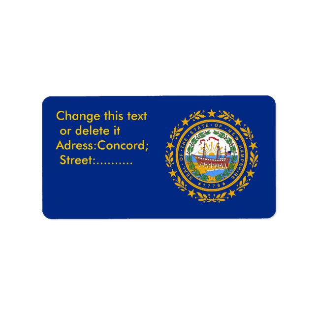 Anpassningsbar Label with Flagga of New Hampshire, Adressetikett (Framsidan)