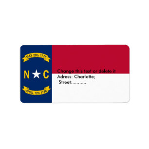 Anpassningsbar Label with Flagga of North Carolina Adressetikett