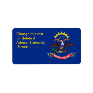 Anpassningsbar Label with Flagga of North Dakota, Adressetikett