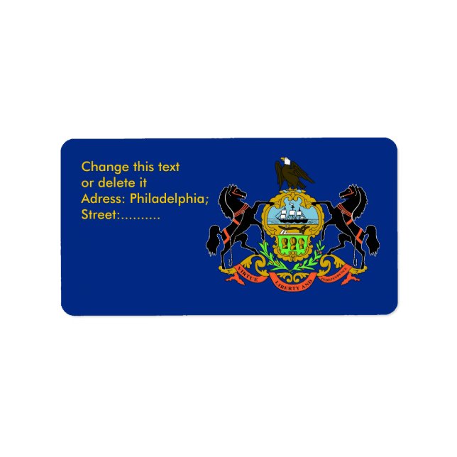 Anpassningsbar Label with Flagga of Pennsylvania,  Adressetikett (Framsidan)