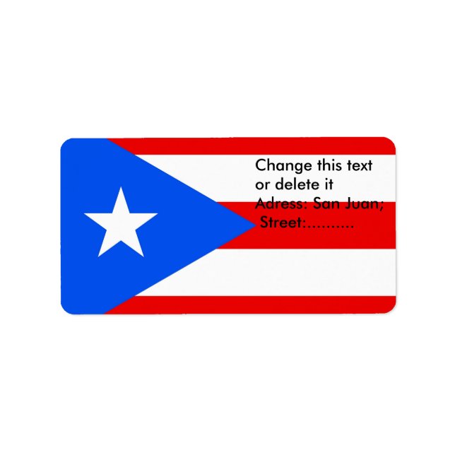 Anpassningsbar Label with Flagga of Puerto Rico, U Adressetikett (Framsidan)
