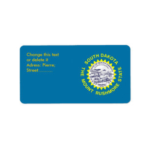 Anpassningsbar Label with Flagga of South Dakota, Adressetikett