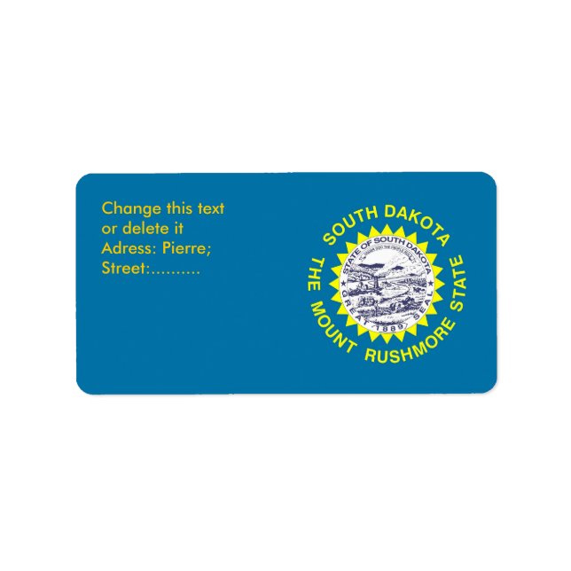 Anpassningsbar Label with Flagga of South Dakota,  Adressetikett (Framsidan)