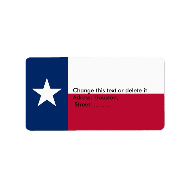 Anpassningsbar Label with Flagga of Texas, USA Adressetikett (Framsidan)