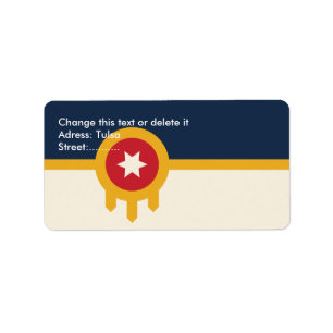 Anpassningsbar Label with Flagga of Tulsa, Oklahom Adressetikett