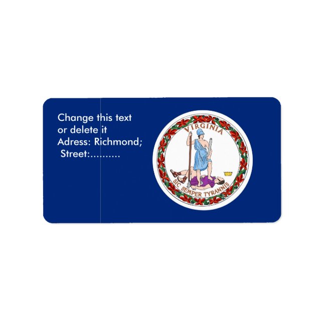 Anpassningsbar Label with Flagga of Virginia, USA Adressetikett (Framsidan)