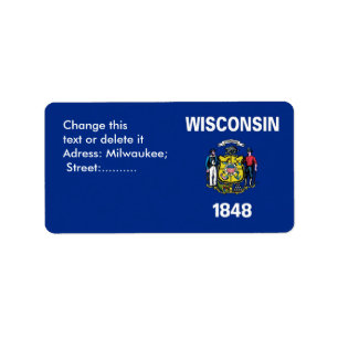 Anpassningsbar Label with Flagga of Wisconsin, USA Adressetikett