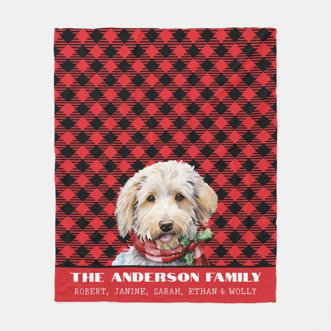 Anpassningsbar Labradoodle Family Buffalo Play-jul Fleecefilt (Framsidan)