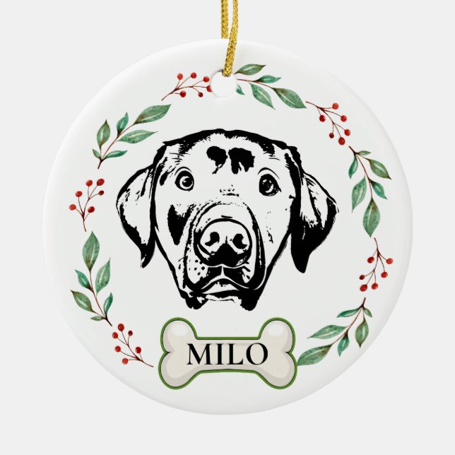 Anpassningsbar Labrador Hund Personlig Hand Teckni Julgransprydnad Keramik (Framsidan)