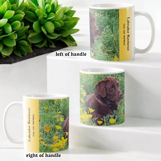 Anpassningsbar Labrador Orange Poppies platshållar Kaffemugg (custom photo and text mug)