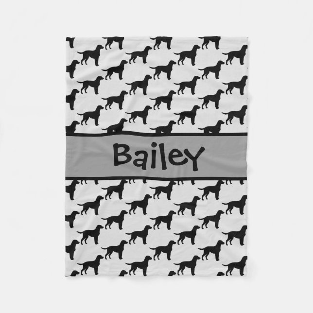 Anpassningsbar Labrador Retriever Hund Silhouette Fleecefilt (Framsidan)