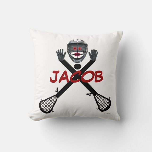 Anpassningsbar Lacrosse Player-Tecknad Kudde (Framsida)
