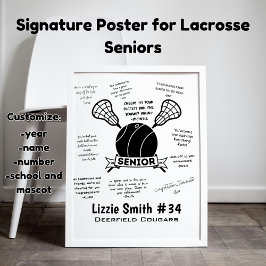 Anpassningsbar Lacrosse Senior Night namnteckning Poster