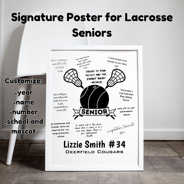 Anpassningsbar Lacrosse Senior Night namnteckning  Poster (Skapare uppladdad)