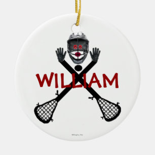 Anpassningsbar Lacrosse Tecknad Julgransprydnad Keramik