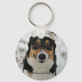 Anpassningsbar Ladda upp Hund foto med Namn Nyckelring