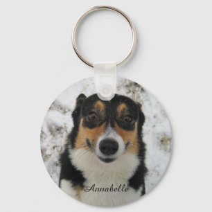 Anpassningsbar Ladda upp Hund foto med Namn Nyckelring